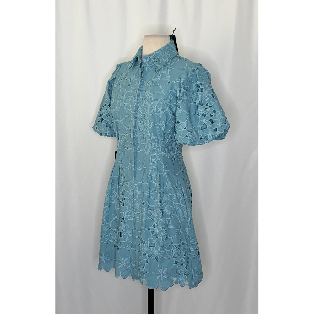 NWT!! TUCKERNUCK Cameo Blue Eyelet Mini Delaney Dress Embroidered Floral X-Small - Picture 7 of 16